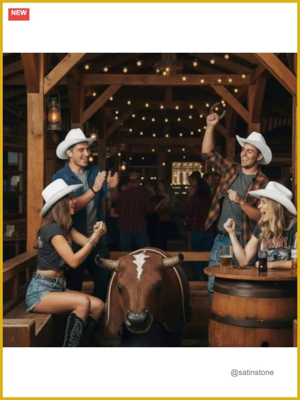 4 Pack White Cowboy Hats with Adjustable Drawstring for Costume Party Outdoor